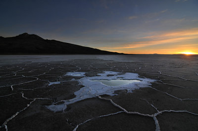 Ojo de sal (or salt eye in English) on the Salar de Uyuni.