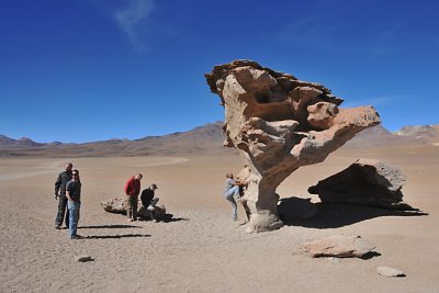 Balancing rock in the Eduardo Alvaroa National Reserve, Southern Bolivia