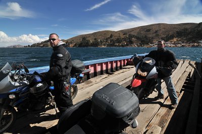 Crossing Lago Titicaca on a ferry