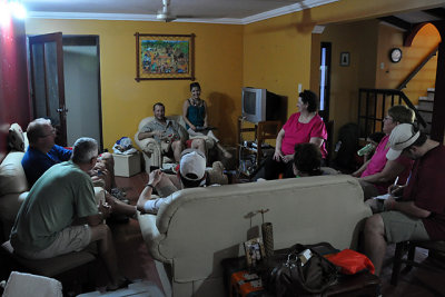 Team meeting in the Agua Yaku guest house