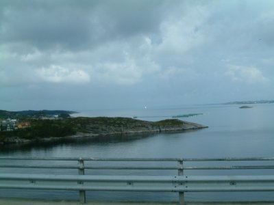 View from Rongesundet bridge to the fiord