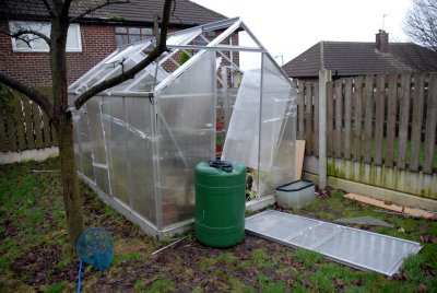 My greenhouse after the strong winds