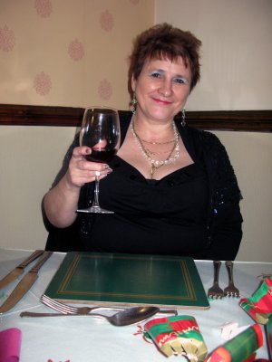 Having a glass of red wine