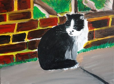 Figaroe The Cat painted in acrylics