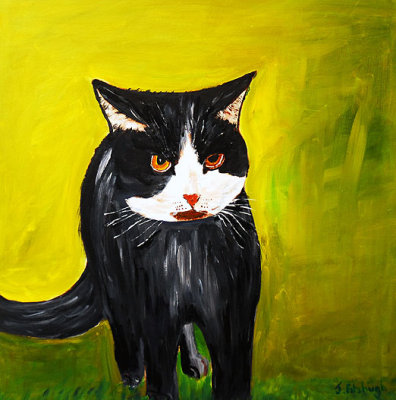 Angry Cat painted on 20 inch x 20 inch canvas for 85