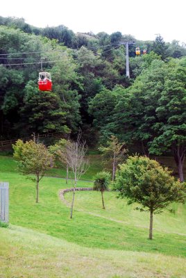 Cable cars going up to The Great Orme in Llandudno