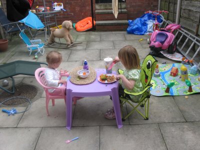 Amber and Tia having a teaparty