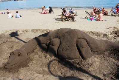 Dino sand model on Scarborough beach