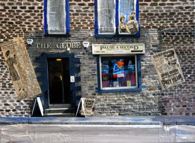 Shop in Uppermill  Saddleworth then merged into a painting