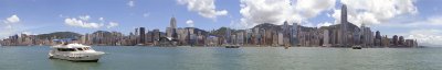 Panorama HK Island and boat