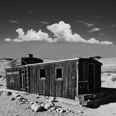 A caboose formerly used as a gas station