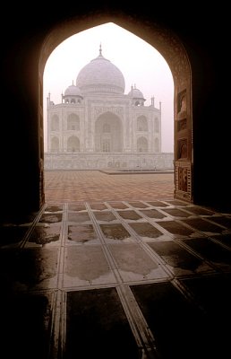 Taj Mahal Viewed from the Arched Doorways of the Mosque