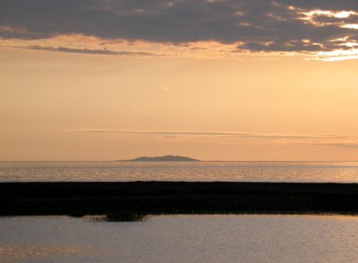 Alakol Lake, med den avlägsna ön där reliktmåsen häcker
