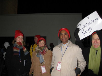 The volunteers met at the base of the Washington Monument. We had to be there by 5 AM. This was taken around 4:45.