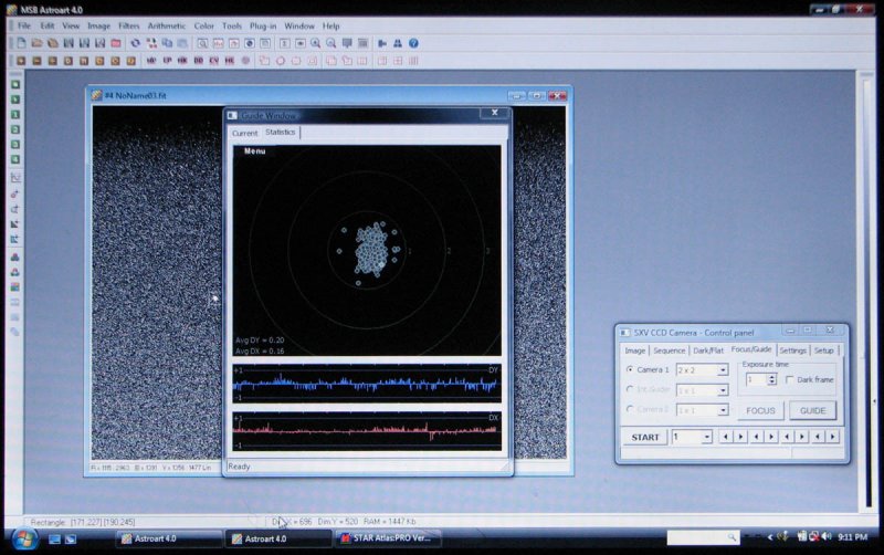 Astroart autoguide screen