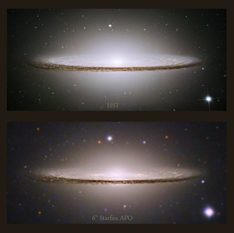 Sombrero Galaxy Hubble v Starfire