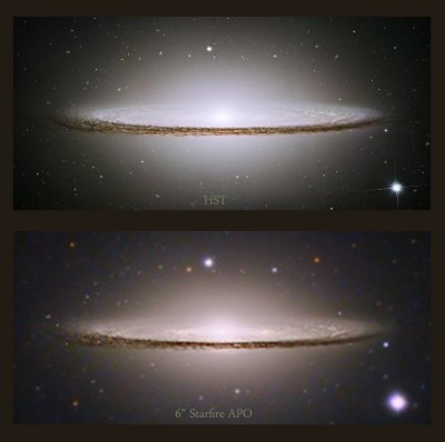 Sombrero Galaxy Hubble v Starfire