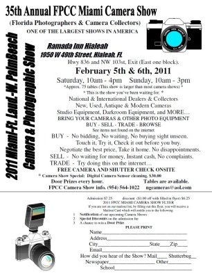 Miami Camera Show 2011 flyer
