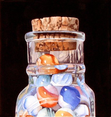 accepted into juried Aquarius show, Marbles in a Bottle.jpg