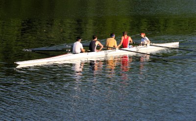Heading downriver.