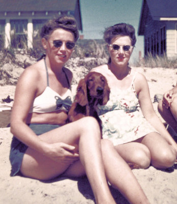 c. 1948: Portland, ME. Mom (right) with Alethea and Mickey.