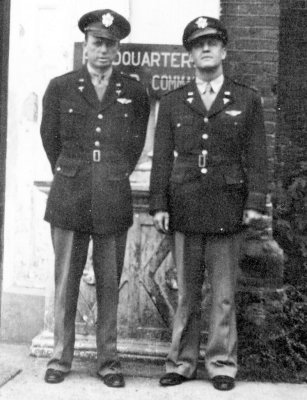 1944: Marks Hall, Essex, England. Dad (left) at HQ 9th Bomber Command.