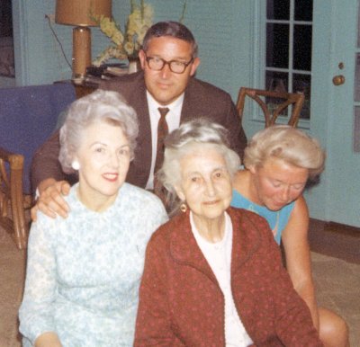 1963: Groton Long Point,  CT. Mom (left), Grandmother Veronica, Alethea, Clem