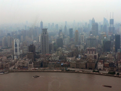 View of the Bund and Shanghai from the Pearl TV tower