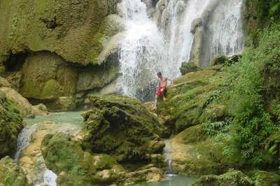 Swimming in Koangsi Falls