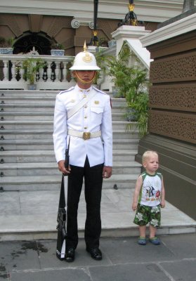 Imitating guard at Royal Palace in Bangkok