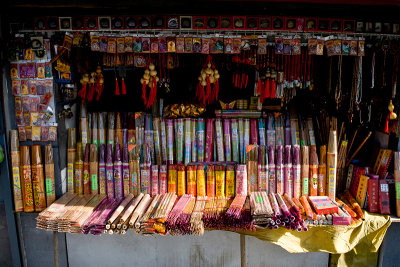 One of many incense shops outside temple