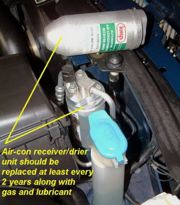 Air/con receiver drier replaced at 140,000klm when system was fully serviced, should be done every 3 years