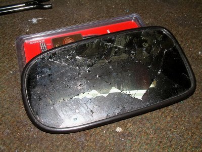 This was the damage caused by somebody whacking the mirror casing
