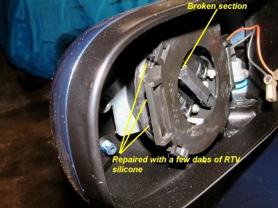 One motor plane arm was damaged which made outer edge floppy, repaired with RTV silicone