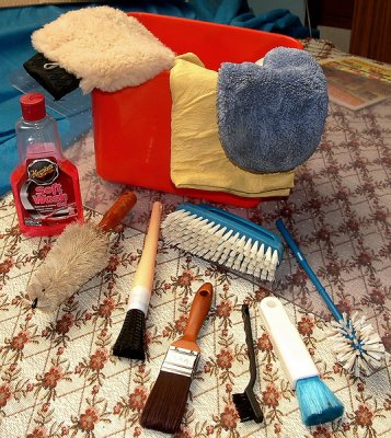 Favourite washing products, the three bottom brushes are for interior detailing