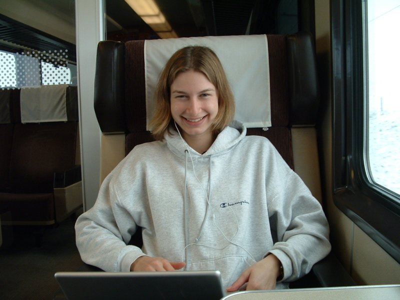 Jen making use of my PowerBook