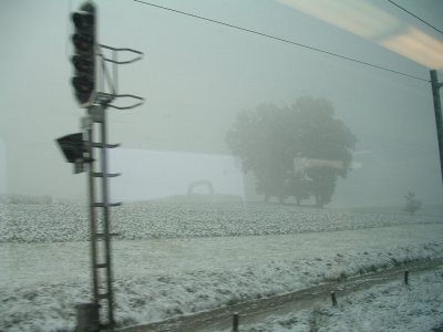 Unexpected snowfall on our way to France