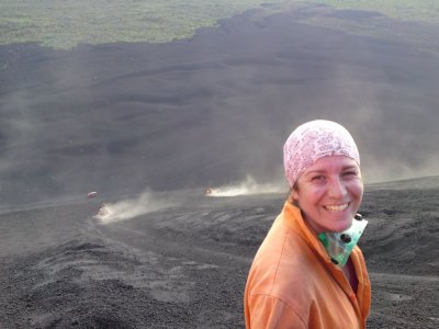 Boarding down Cerro Negro (active) vulcano