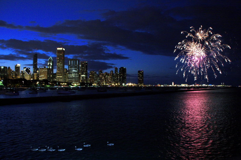 Venetian night - Chicago, fireworks and ducks, U.S.A.