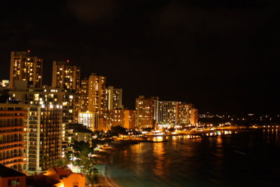 Night view of Waikiki, Oahu, Hawaii, USA