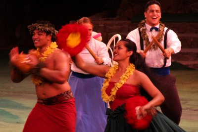 Fun evening show, Polynesian village, Oahu, Hawaii, USA