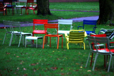 Harvard lawns and colorful chairs, Boston