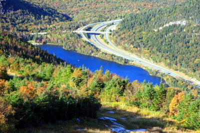 Echo Lake and Road network, Franconia Notch State Park, NH - fall colors