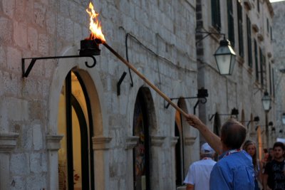 Night, Street lamps are lit, Dubrovnik
