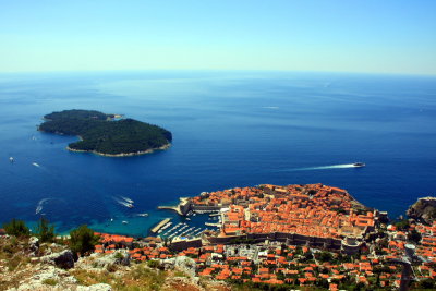 Walled city of Dubrovnik from Mount Srd