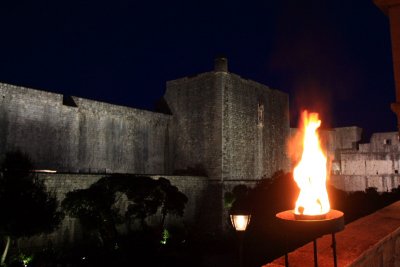 Walls of Dubrovnik at night