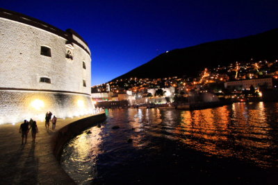 Dubrovnik City Harbor at night