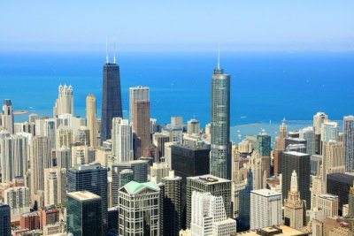 View from Sears Tower, Trump Tower, John Hancock and Lake Michigan, Chicago