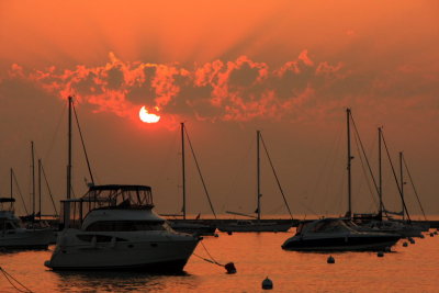 Sunrise, Lake Michigan, from Monroe Harbor, Chicago