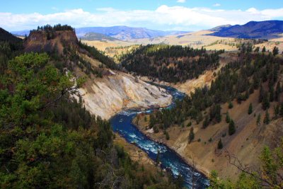 View of the Grand Canyon and Yellowstone River from Calcite Springs Overlook - Yellowstone National Park